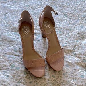 Vince Camuto Tan Stiletto Heels with Ankle Strap